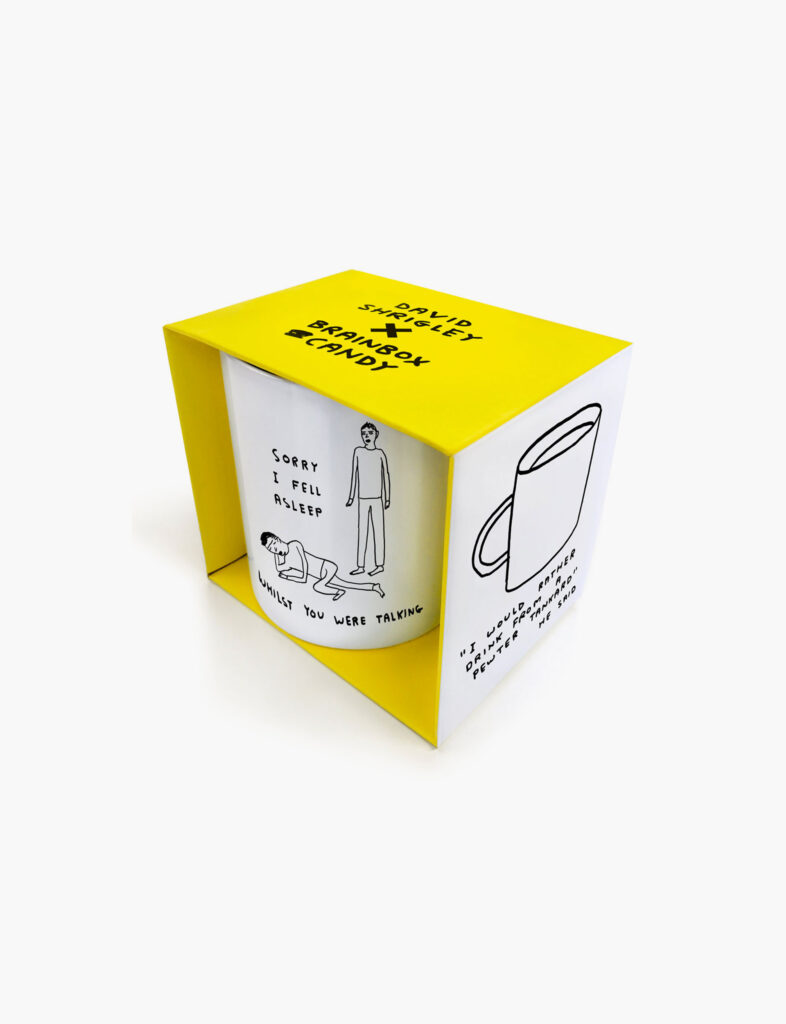 David Shrigley x Brainbox Candy Fell Asleep Talking mug
