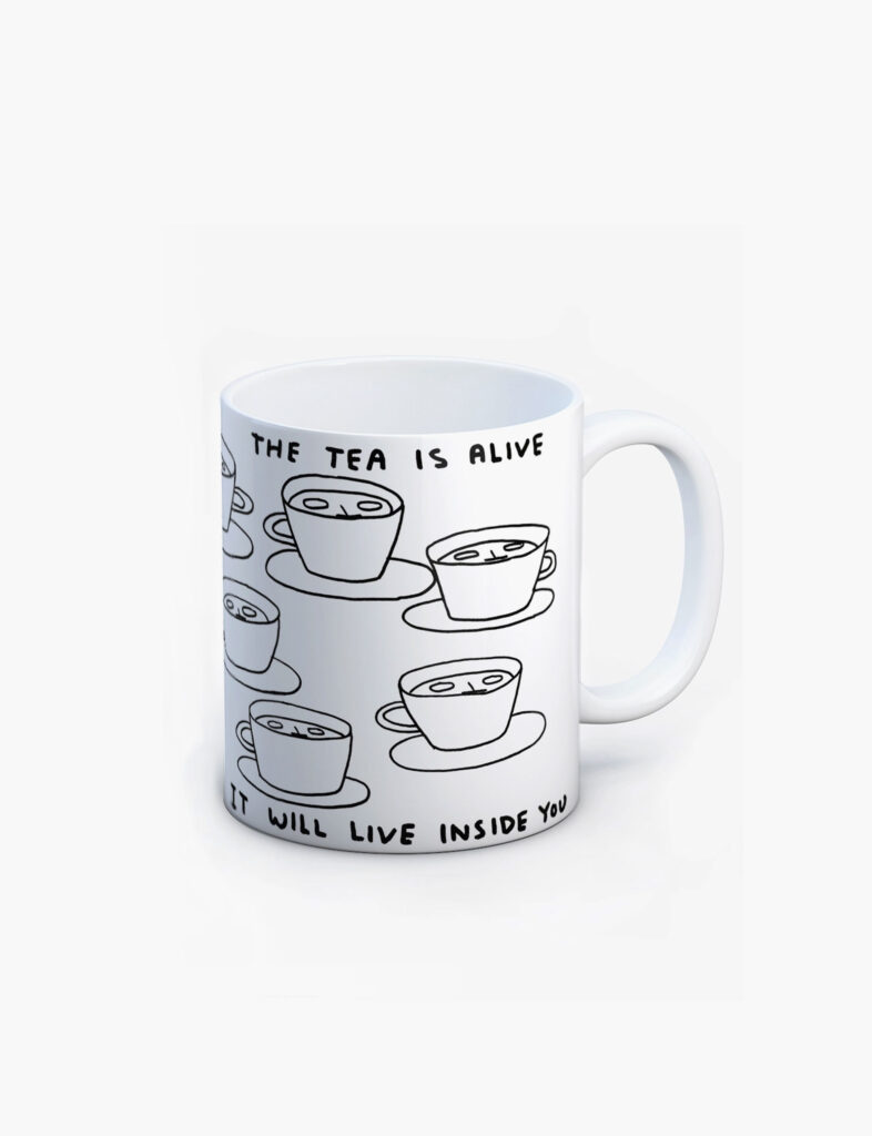 David Shrigley x Brainbox Candy The Tea Is Alive mug