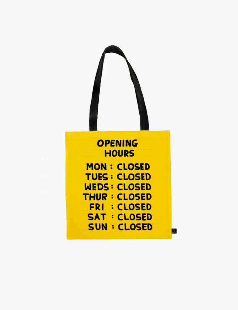 David Shrigley x Brainbox Candy - Opening Hours Tote Bag