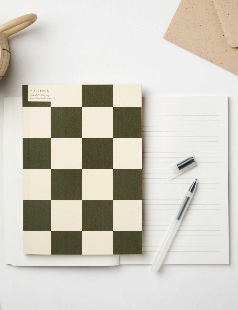 Kinshipped Checkerboard Green Notebook